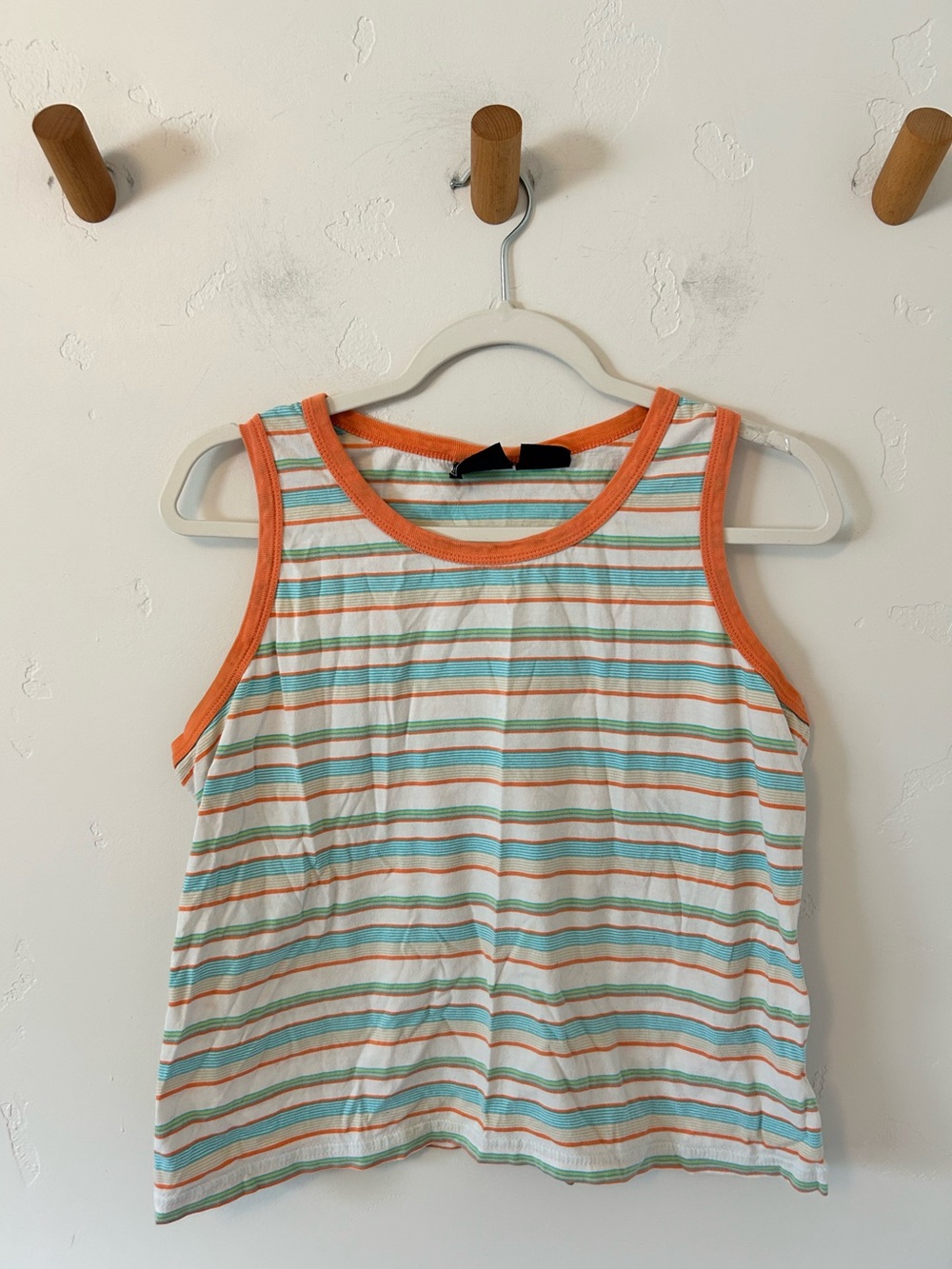 VINTAGE Route 66 Get Your Kicks Crop Tank Top Sz XL 100% Cotton Stripes